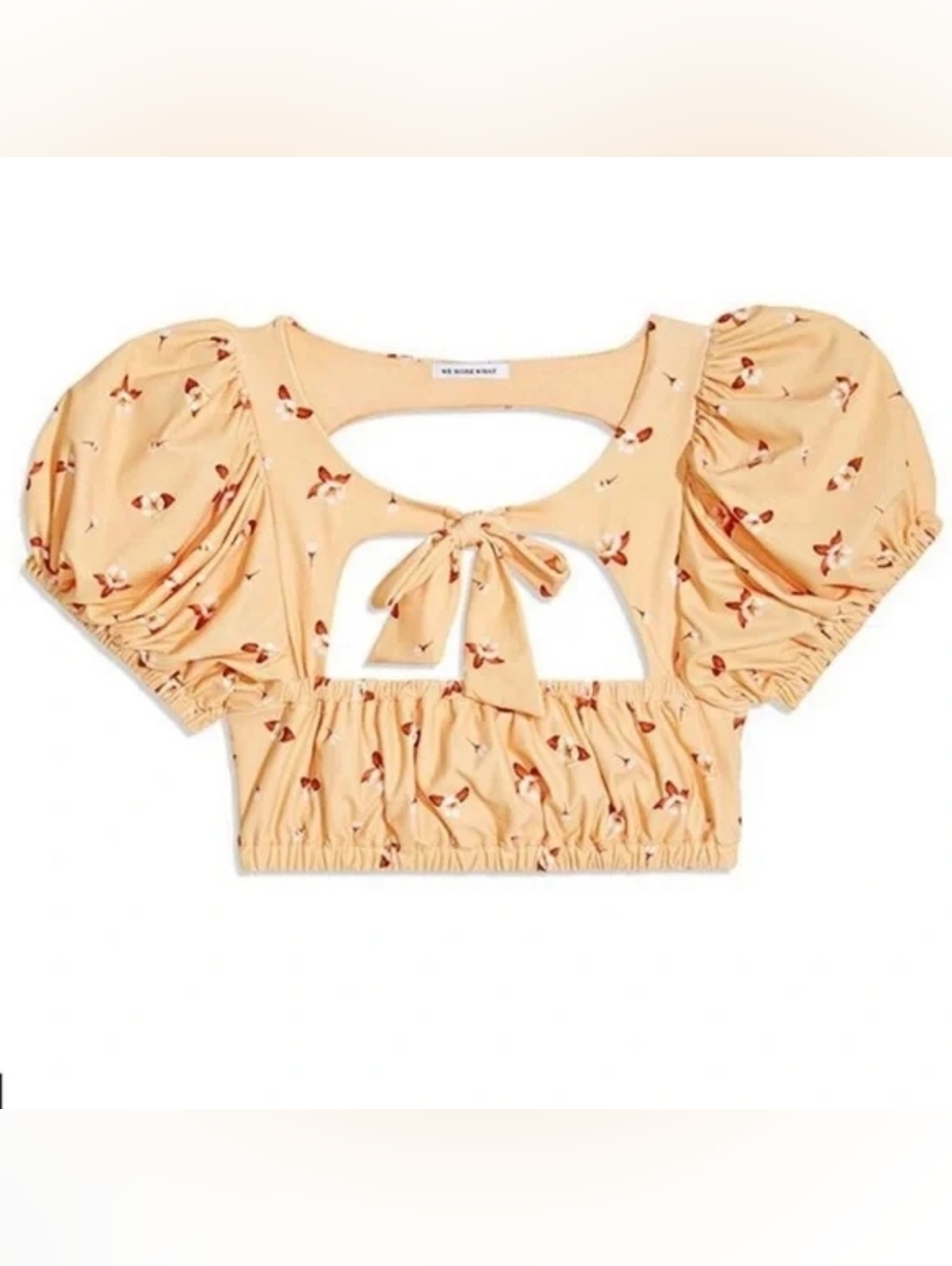 We Wore What Lily Bikini Puff Sleeve Cropped Top Floral Large - Picture 2 of 5
